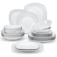thumbnail image 1 of MALACASA Porcelain Dinnerware Sets, 24 Piece Round White Dishes With Silver Line, Dish set Service for 6, Series ELISA, 1 of 7