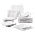 thumbnail image 1 of MALACASA, Series Amparo, 24-Piece Porcelain Dinnerware Set, Ivory White Dinner Set, Service for 12, 1 of 7