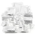 thumbnail image 1 of MALACASA, Series Amparo, 60-Piece Porcelain Dinnerware Set, Ivory White Dinner Set, Service for 12, 1 of 8