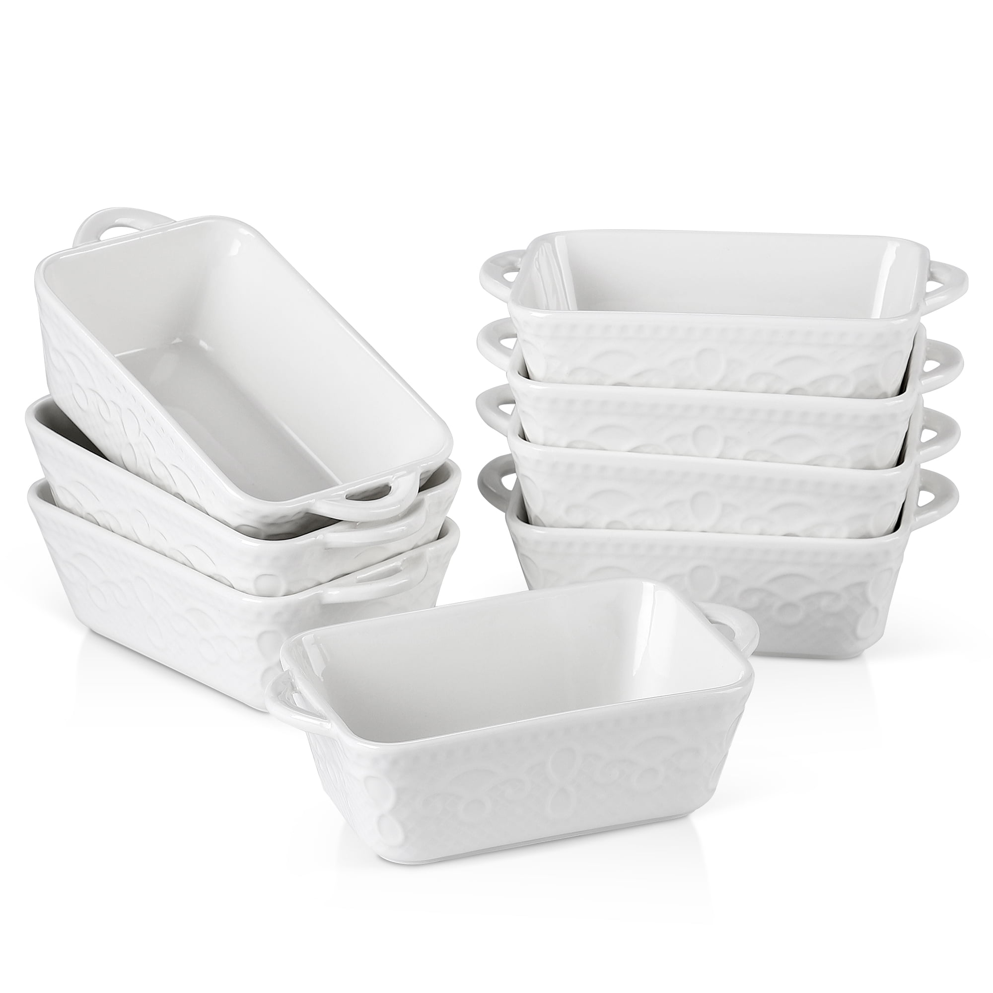 MALACASA Bake.Bake Set 3 Moldes De Porcelana Para Hornear | Rectángulos 970ml, 1500ml Y 2700ml | Apto Microondas Y Lavavajillas