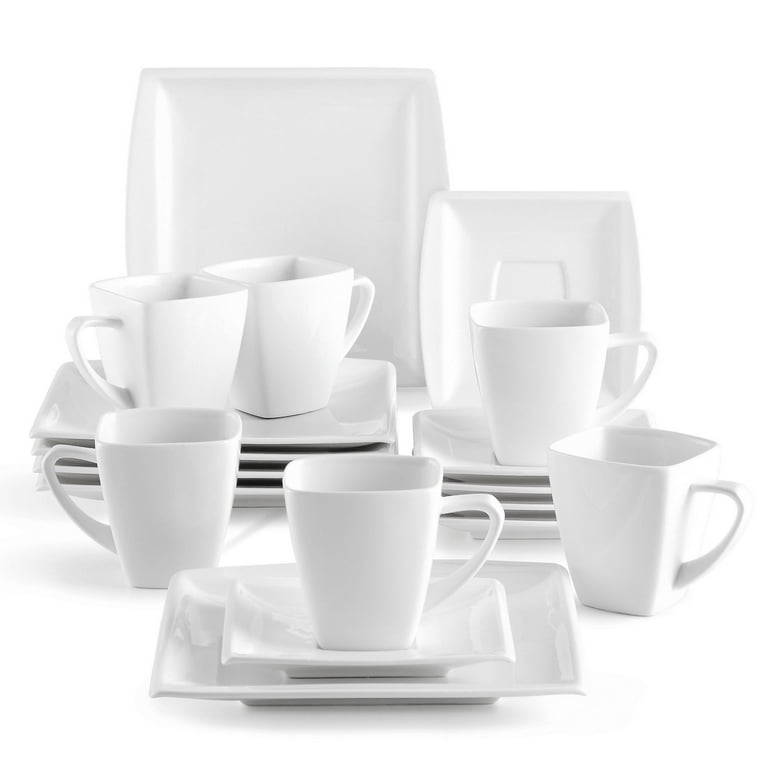 MALACASA Blance, 18-Piece Porcelain Dinnerware Set Dessert Plates