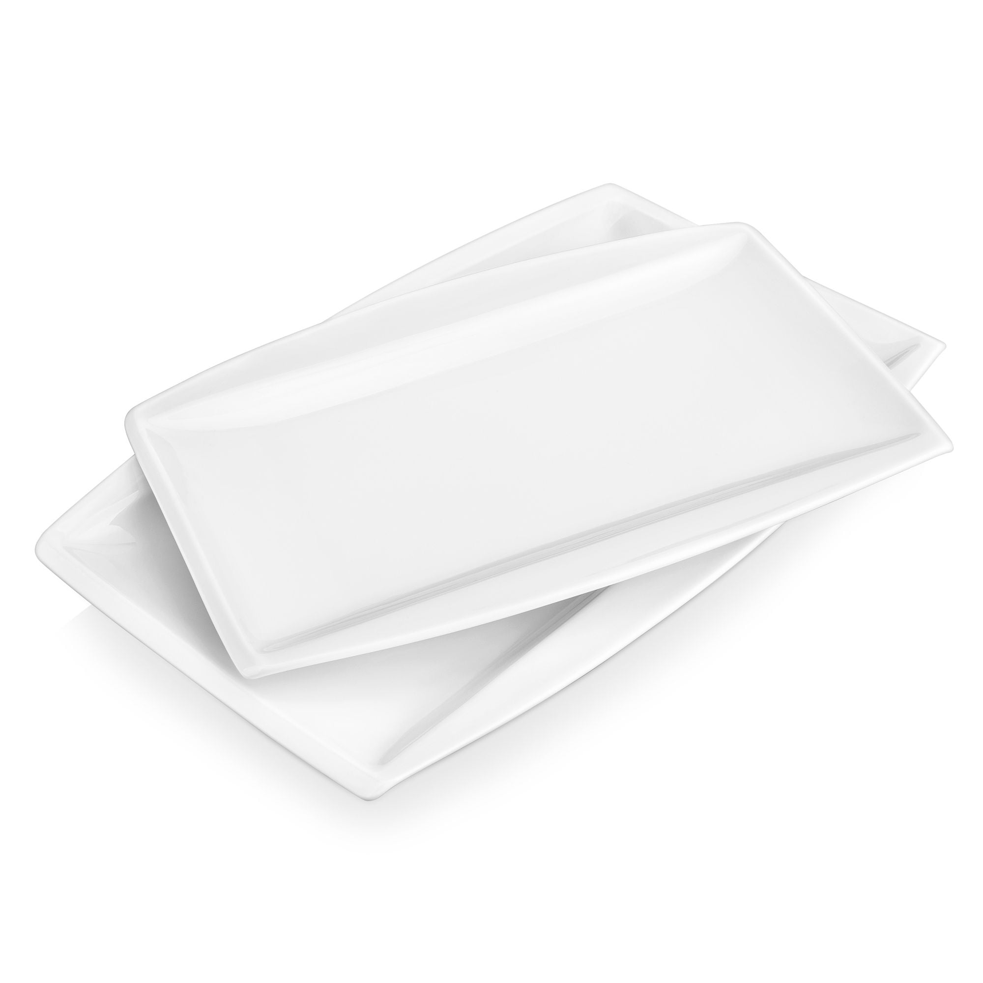 MALACASA Blance 2-Piece Ivory White Porcelain Serving Tray of 10