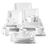 MALACASA, Series Blance, 30-Piece Porcelain Dinnerware Set, Ivory White Dinner Set, Service for 6