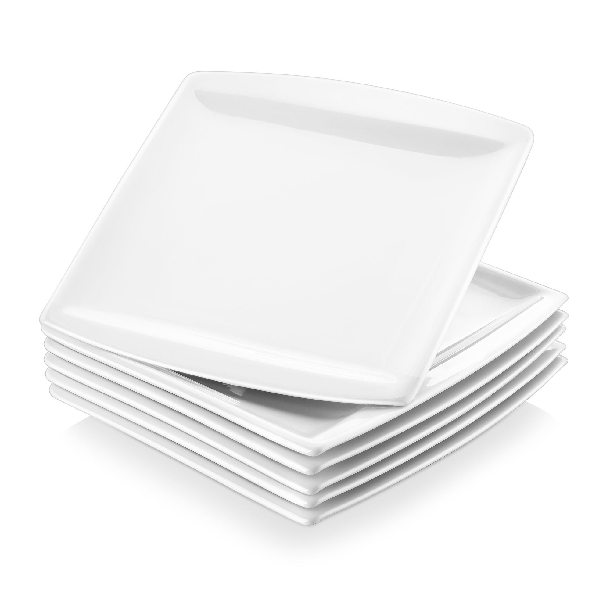 MALACASA Ivory White Dinner Plates, 8.2 Inch Ceramic Dinner  Plates Set of 6, Square Dinner Plate Kitchen Plates Dish Set, Porcelain  Plate, Microwave & Dishwasher Safe, Scratch Resistant, Series Flora