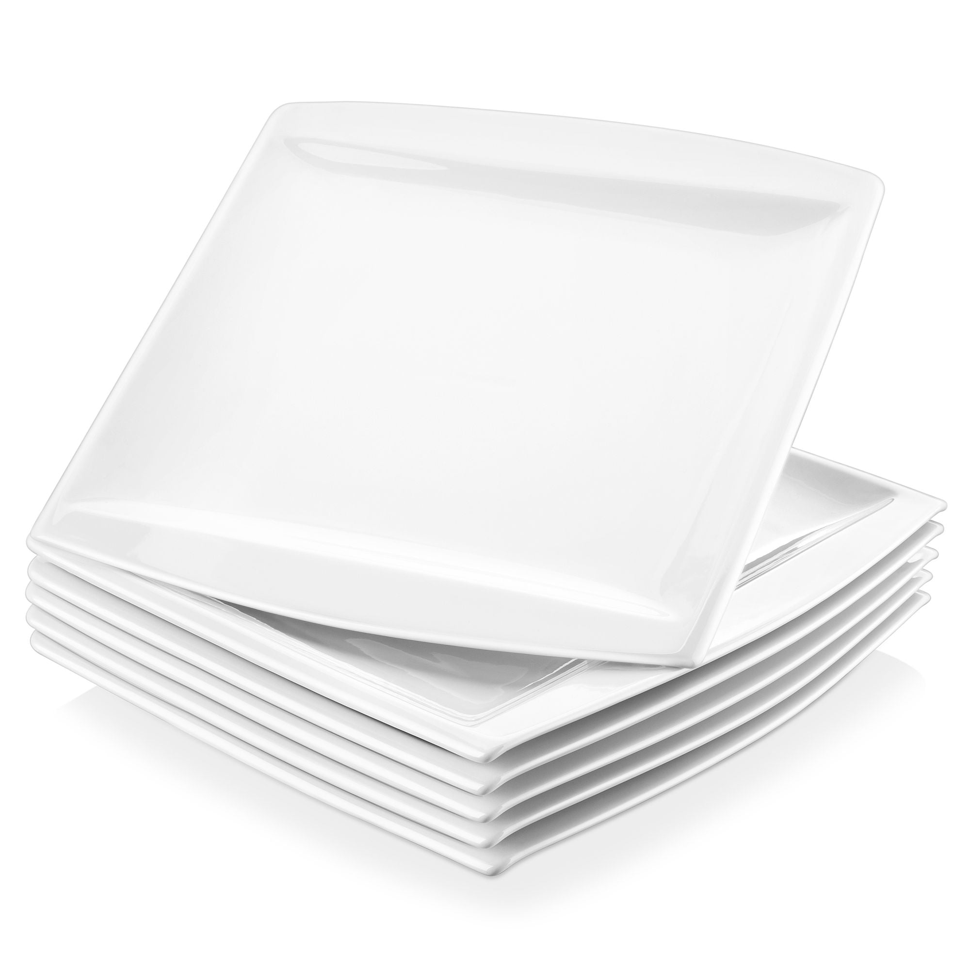 MALACASA Ivory White Dinner Plates, 8.2 Inch Ceramic Dinner  Plates Set of 6, Square Dinner Plate Kitchen Plates Dish Set, Porcelain  Plate, Microwave & Dishwasher Safe, Scratch Resistant, Series Flora