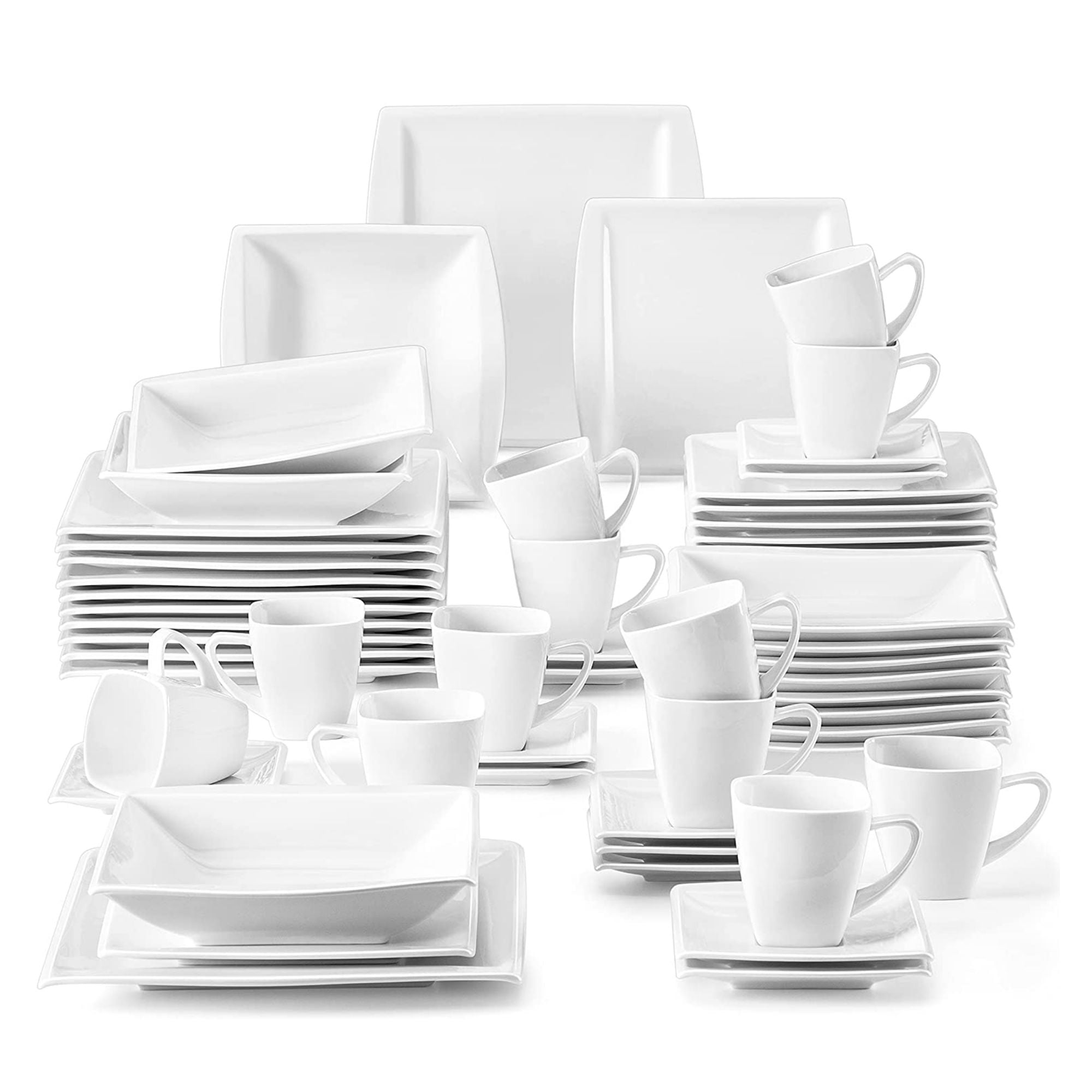 MALACASA, Series Blance, 60-Piece Porcelain Dinnerware Set, Ivory