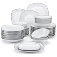 thumbnail image 1 of MALACASA, Series ELISA, 48-Piece Porcelain Dinnerware Set, White Dishes With Black Line, Service for 12, 1 of 7