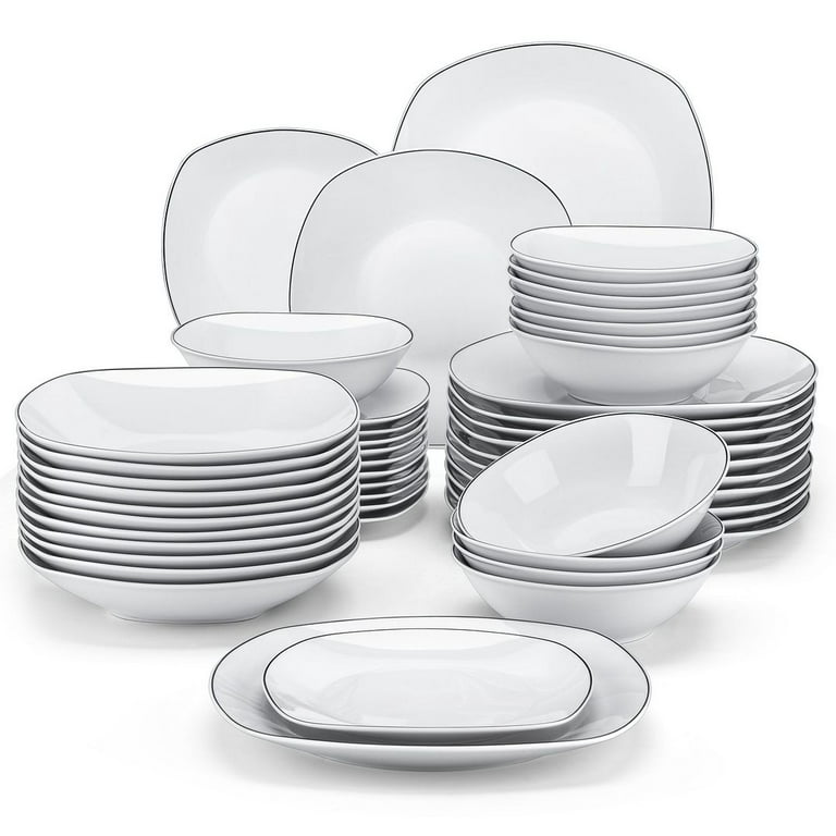 Series Elisa 48-Piece Porcelain Dinner Set Cereal Bowls Dinner