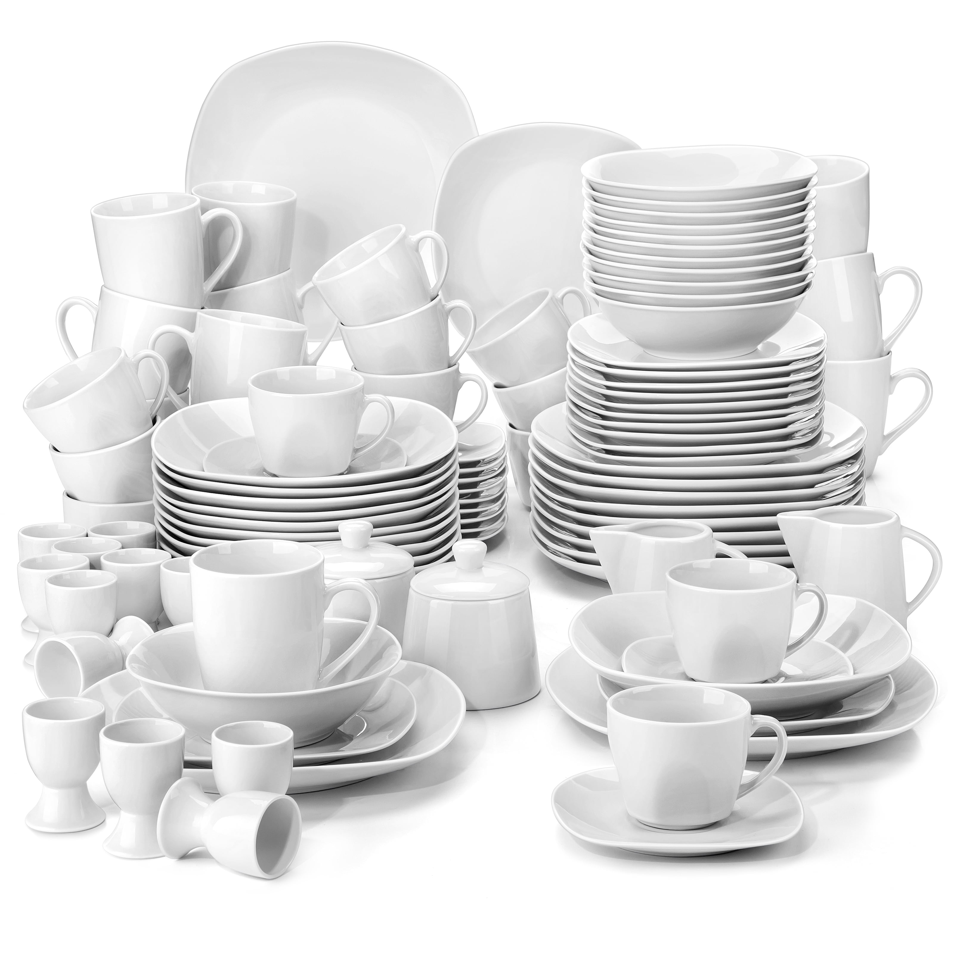 Malacasa, Series Elisa, 40-Piece Porcelain Dinnerware Set, Ivory
