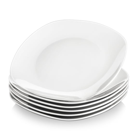 MALACASA, Series Elisa, 6-Piece Porcelain Dessert Plate Dinnerware Set, Ivory White Dinner Set, 7.5"