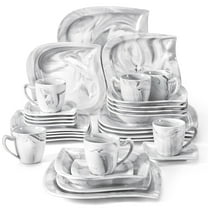 MALACASA, Series Elvira, 30-Piece Porcelain Dinnerware Set, Marble Grey Dinner Set, Service for 6