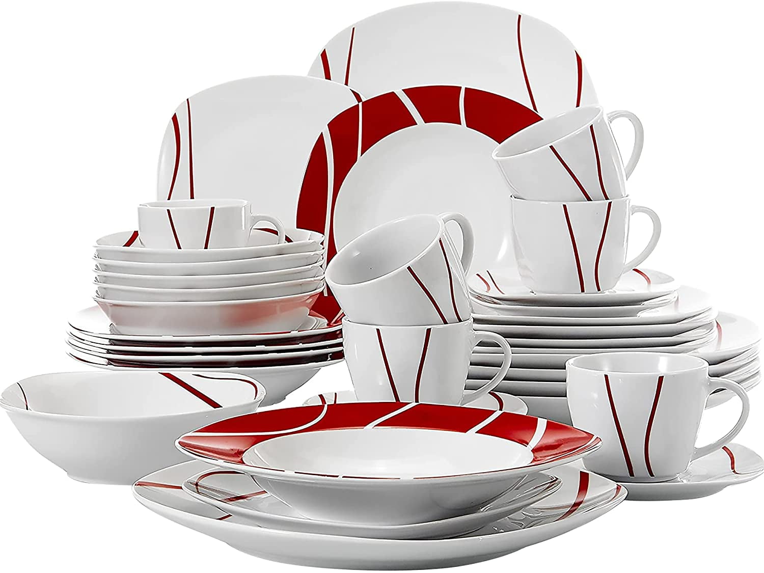 MALACASA Julia 36pcs Porcelain Dinnerware Set Tableware Plate Set Service  for 12