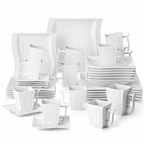 MALACASA, Series Flora, 36-Piece Porcelain Dinnerware Set, Ivory White Dinner Set, Service for 6