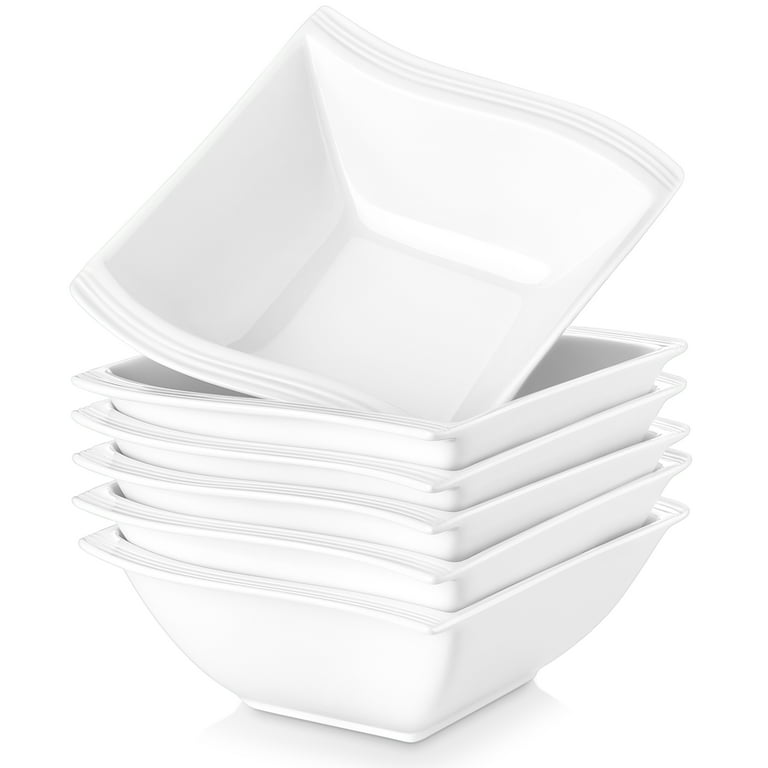 MALACASA, Series Flora, 6-Piece Porcelain Cereal Bowl Dinnerware Set, Ivory  White Dinner Set, 5.75