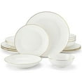 thumbnail image 1 of MALACASA Series JERA, 16-Piece Bone China Dinnerware Set, White with Golden Rim dinner Sets, Service for 4, 1 of 6
