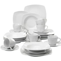 MALACASA, Series JULIA, 30-Piece Porcelain Dinnerware Sets, Ivory White Dinner Set, Service for 6