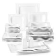 thumbnail image 1 of MALACASA, Series Mario, 28-Piece Porcelain Dinnerware Set, Ivory White Dinner Set, Service for 6, 1 of 8