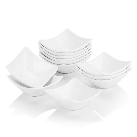 MALACASA, Series Ramekin, 12 pieces Mini Ramekins Ivory White Porcelain Dipping Bowl Snack Serving Dishes