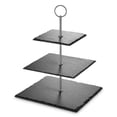 thumbnail image 1 of MALACASA, Series Sweet.time, 14.5" Tall 3 Tier Square Stone Cake Stand 6"&8"&10" Natural Slate Serving Set with Silver Carry Handle, 1 of 7