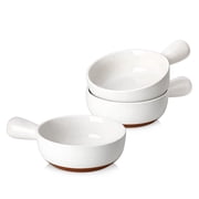 MALACASA Soup Bowls with Handles, 23 Oz French Onion Soup Bowls, Ceramic Soup Crocks Oven Safe, Microwave Dishwasher Safe, 3 Pcs