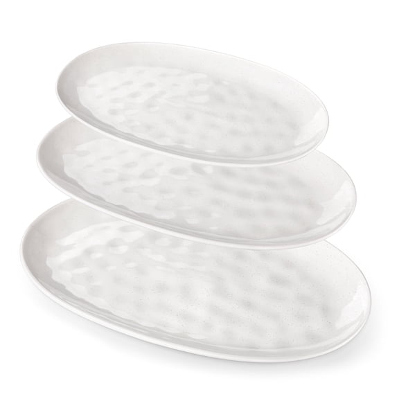 Malacasa Serving Platters Set of 3, Oval Platters Oven Safe, Stoneware Serving Plates for Party, Turkey, Cheese, Microwave Dishwasher Safe