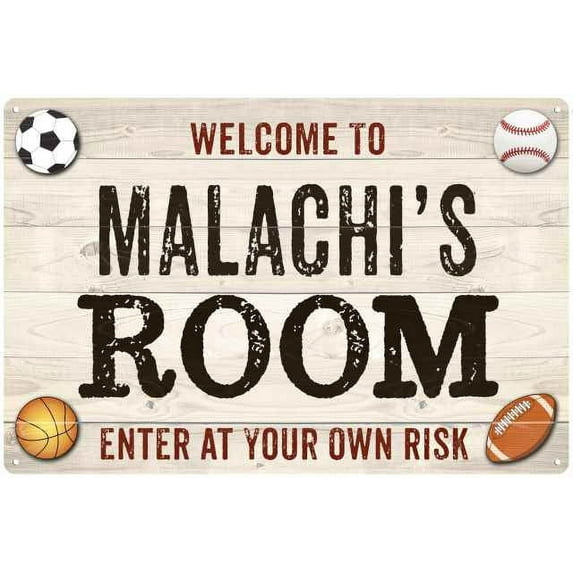 MALACHI'S Room Kids Bedroom Sign Boy's 8x12 Metal 208120090163