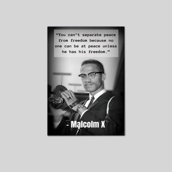 MALCOLM X PEACE AND FREEDOM QUOTE POSTER MOTIVATIONAL WALL ART Size 24''x36'' The Orange Shop