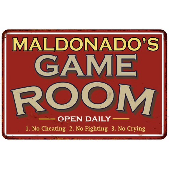 MALDONADO'S Game Room Gift Sign Vintage 16 x 24 Matte Finish Metal 116240001269