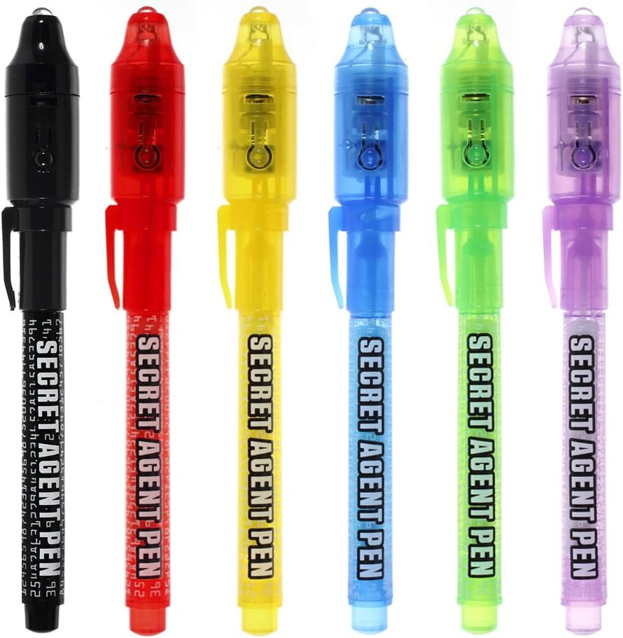 Invisible Ink Pen Secret Pen Invisible Writing Spy Pen With Ultraviolet  Detector (6 Pieces)
