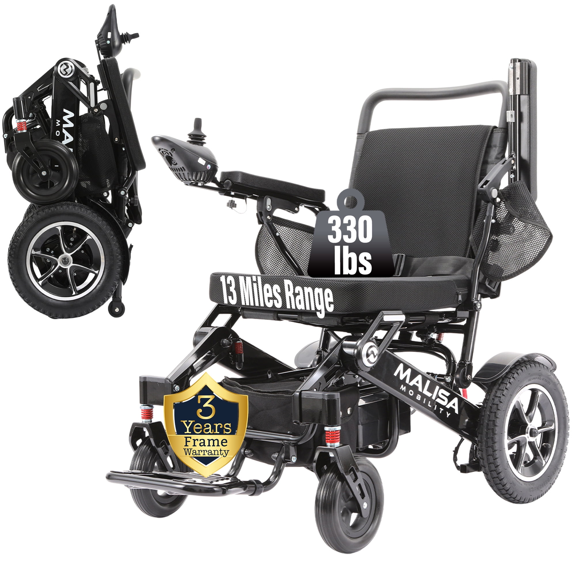 MALISA Motorized Electric Wheelchair for Seniors, Lightweight, Foldable ...