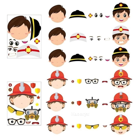 MALLMALL6 36 Counts DIY Firefighter Face Stickers for Birthday Party