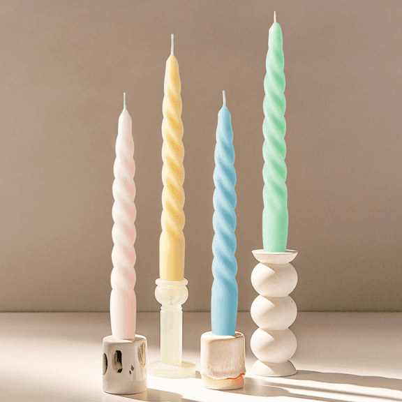 4Pcs Spiral Soy Wax Candle Set for Mother's Day Gift, Handmade Pastel Candles for Wedding Birthday Anniversary Home Decor