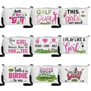 MALLMALL6 Adult Canvas Cosmetic Bag, Golf Theme,White, 9 Piece