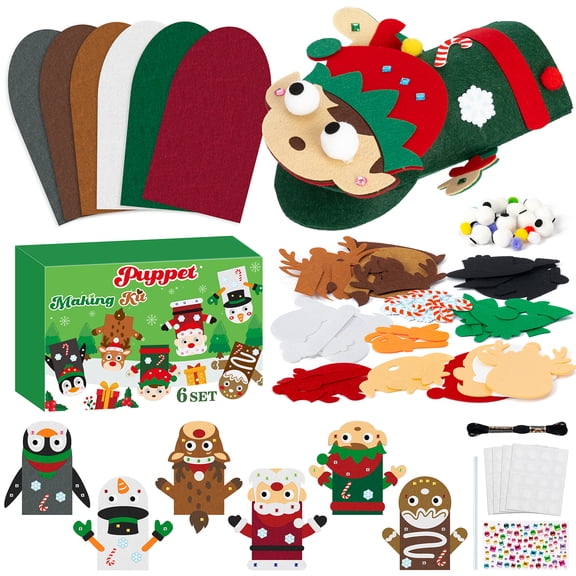 MALLMALL6 Felt Hand Puppet Making Craft Kit for Storytelling Role Play,6 Pack