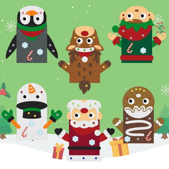 MALLMALL6 Hand Puppet Making Kit for Storytelling Role Play,Felt Sock Puppet Craft,6pcs