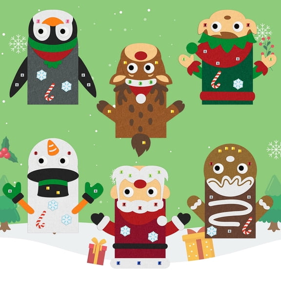 MALLMALL6 Hand Puppet Making Kit For Storytelling Role Play,Felt Sock Puppet Craft Teaching Supplies,6pcs