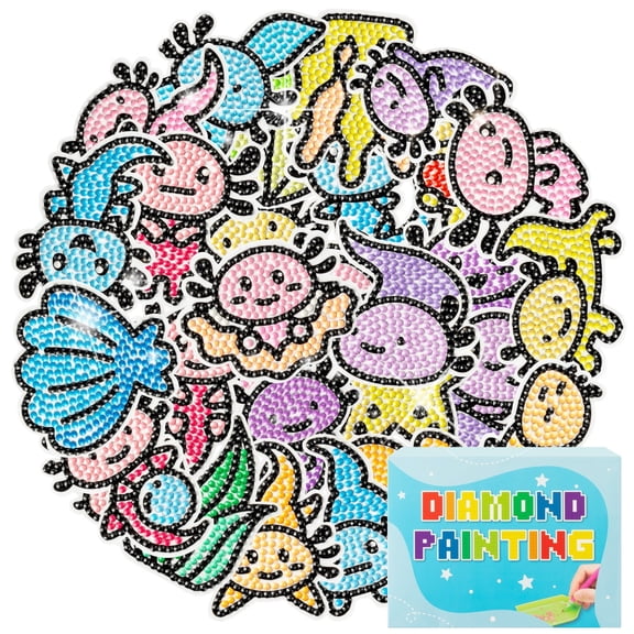 MALLMALL6 DIY Diamond Sticker, 30 Pcs Colorful Round Mini Plastic Diamond Sticker Kit