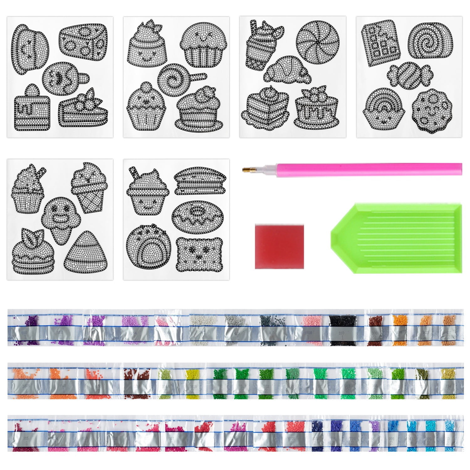 MALLMALL6 DIY Diamond Sticker, 30Pcs Colorful Desserts Round Plastic ...