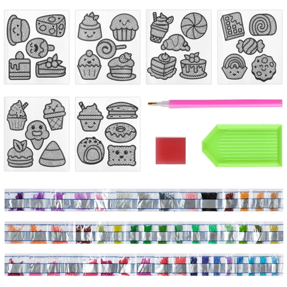 MALLMALL6 DIY Diamond Sticker, 30Pcs Colorful Desserts Round Plastic Diamond Decal Kit