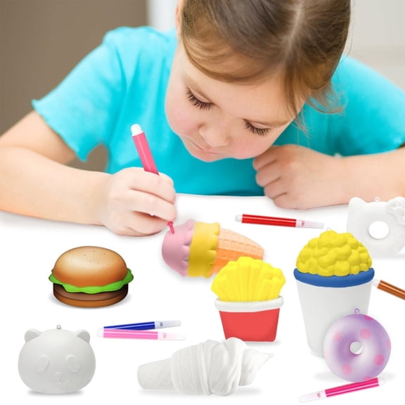 Novelty Toys,DIY Slow Rising Food Theme Blank Soft Squeeze, 10 Count