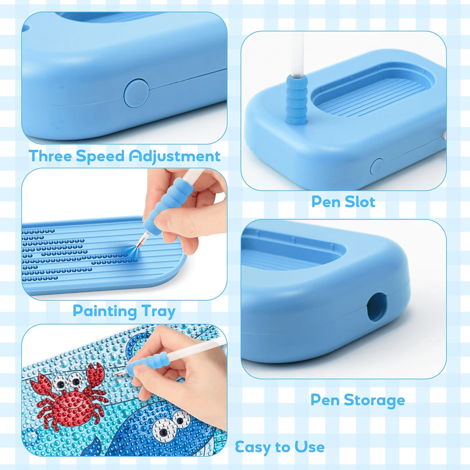 MALLMALL6 Electric Diamond Art Pens Tools Usb Powered Diamond Suction Device For Craft，Not Included Batterys and Plug,Blue