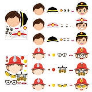 Haooryx Firefighter Sticker Make a Face Stickers for Kids 36Pcs