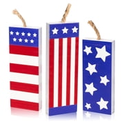 MALLMALL6 July 4th Firework Tiered Tray Sign,Independence Day Party Table Decorations 3 pack