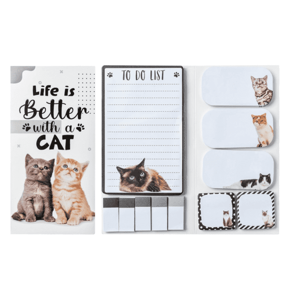 MALLMALL6 Cat Sticky Note Pad, Adhesive,1 Pack