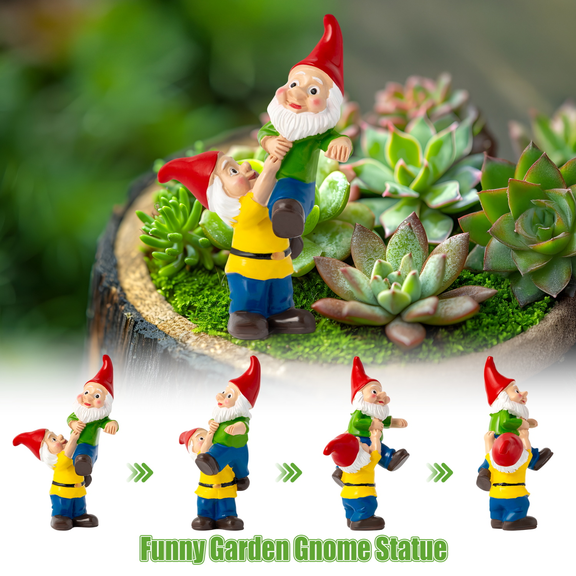 MALLMALL6 Mini Resin Gnome for Garden Flower Ornament,Cute Flowerpot Pendant