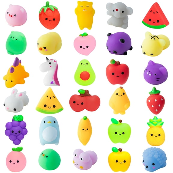 Haooryx 30 Pack  Silicone Fruit Squeeze Toys for Party Favors