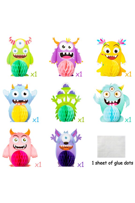 Monster Honeycomb Centerpieces Party Table Decorations, 12Pcs