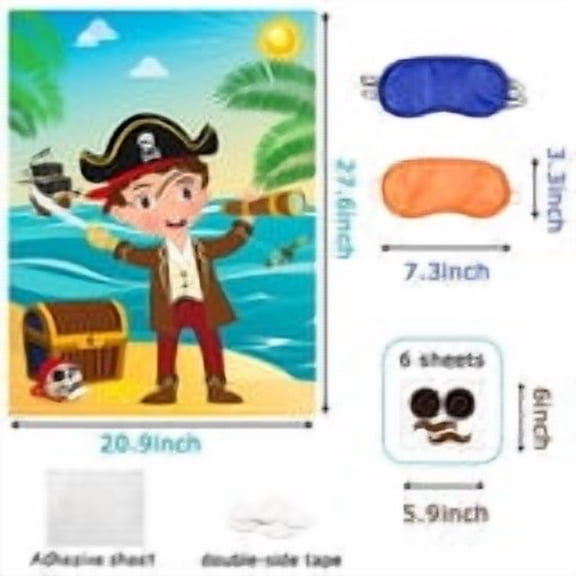 Haooryx Pirate Stickers Party Games, Pin the Eye Patch and Mustache Stickers