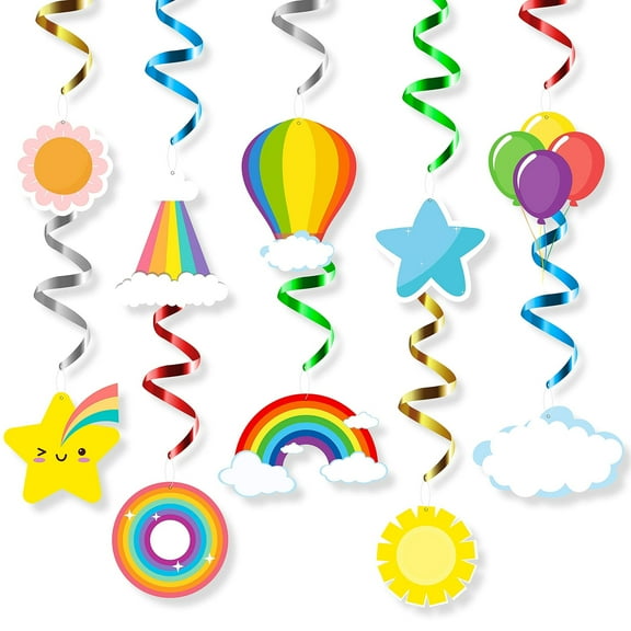 MALLMALL6 Rainbow Hanging Swirls Decorations Birthday Party Supplies