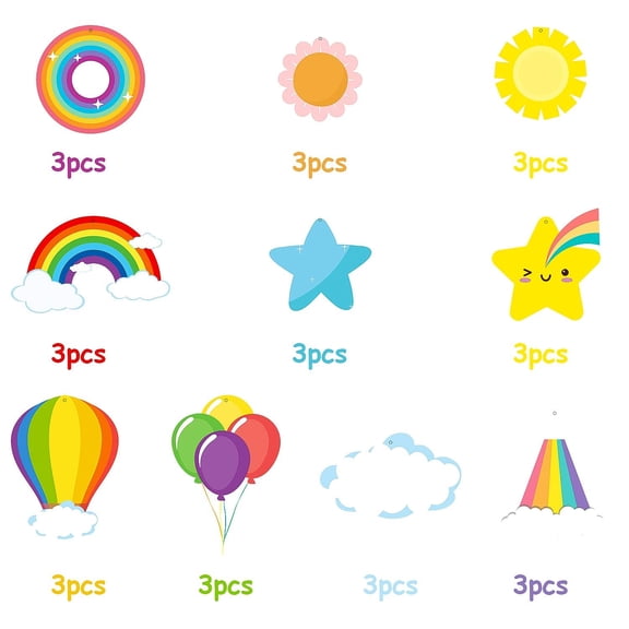 MALLMALL6 Rainbow Paper Hanging Swirls Decorations Birthday Party 30 Count